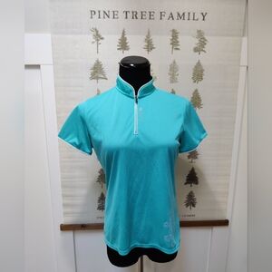 Sugoi Teal Aqua Short Sleeve Quarter Zip Cycling Jersey Sport Top Size Medium